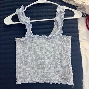 Hollister Light Blue Smocked Crop Top